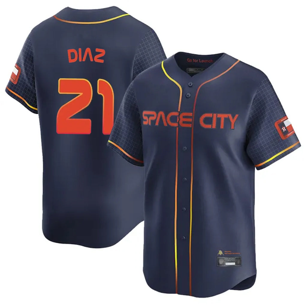 Blackjersey H.Astros #21 Yainer Diaz Player Navy City Connect Home Limited Stitched Jerseys