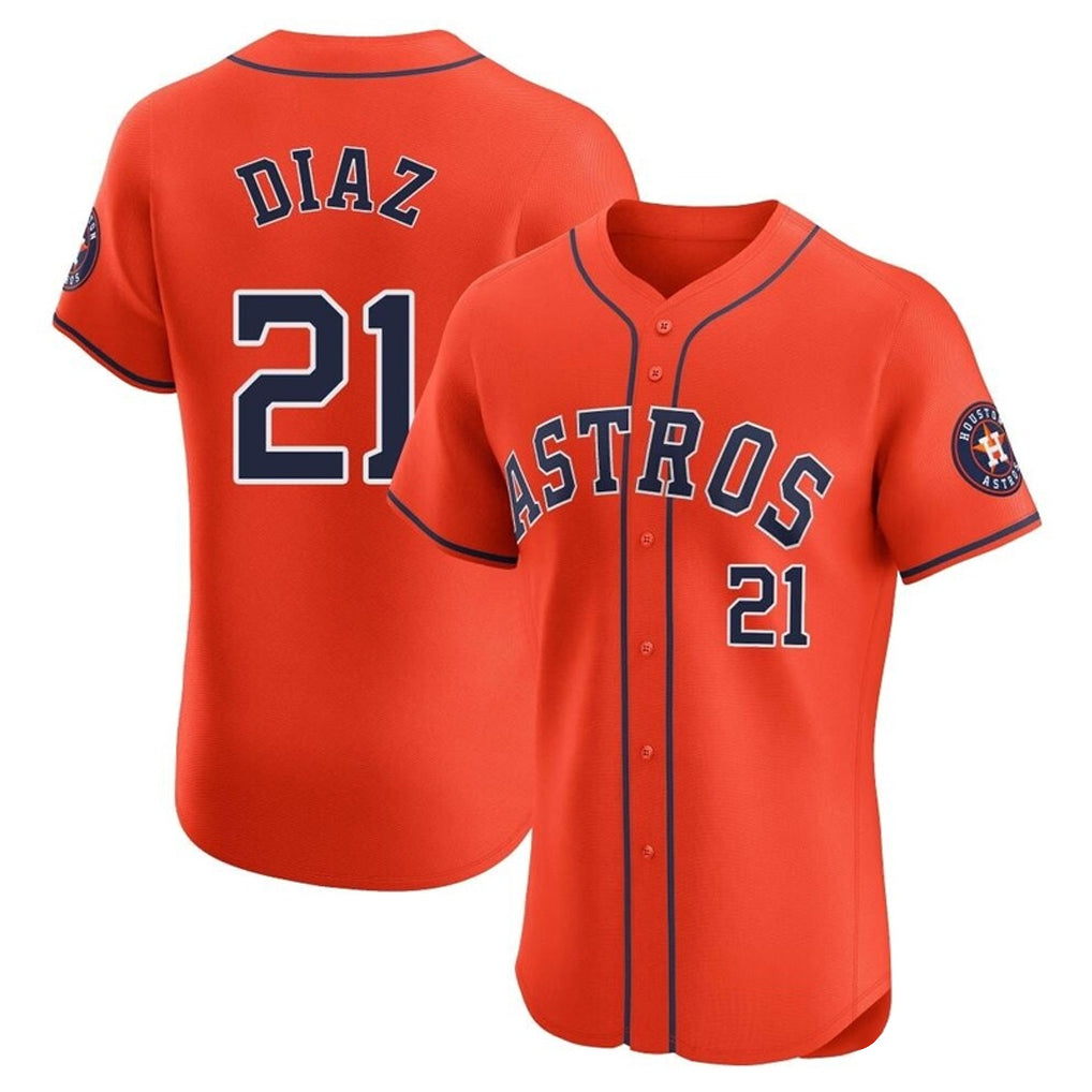 Blackjersey H.Astros #21 Yainer Diaz Player Orange Home Limited Elite Stitched Jerseys