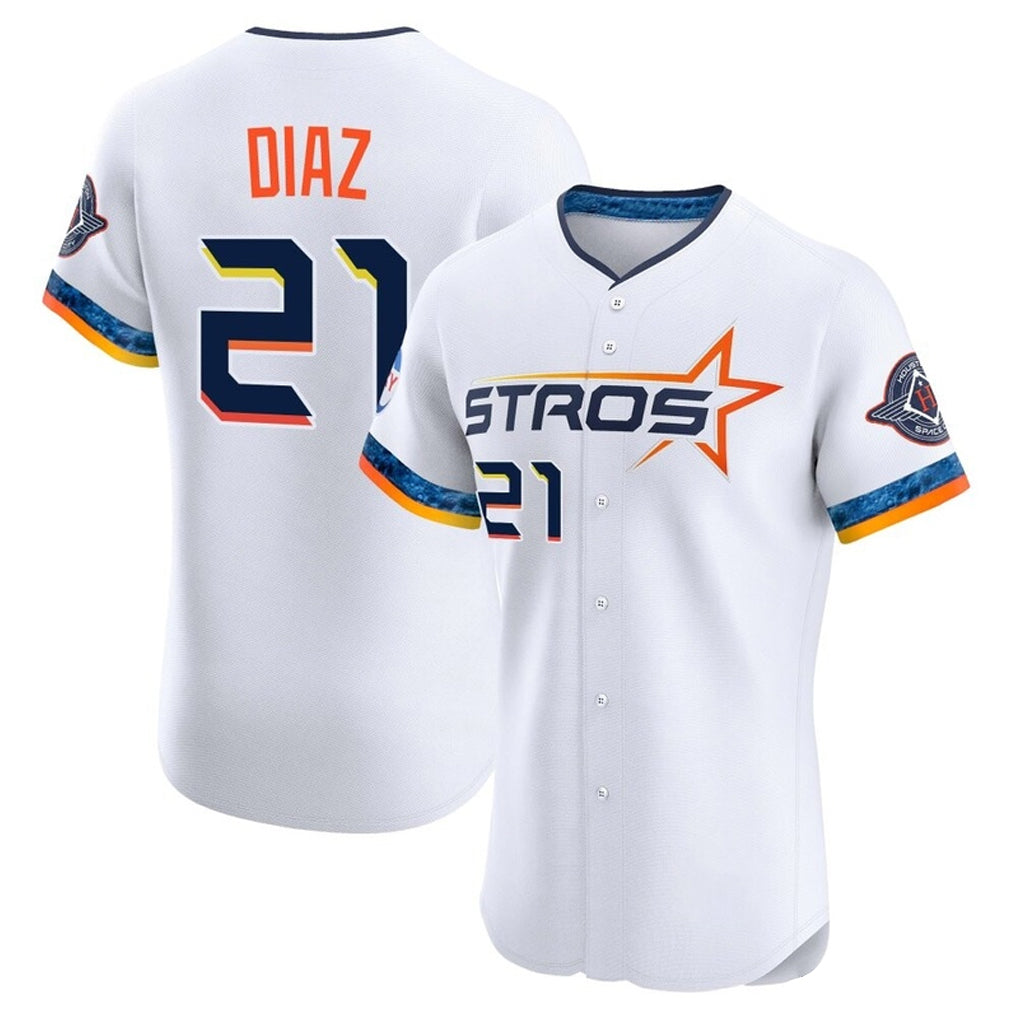 Blackjersey H.Astros #21 Yainer Diaz Player White City Connect Limited Elite Home Stitched Jerseys