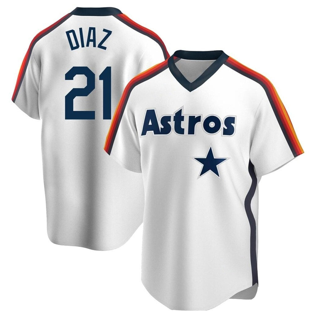 Blackjersey H.Astros #21 Yainer Diaz Player White Cooperstown Collection T-shirt Stitched Jerseys