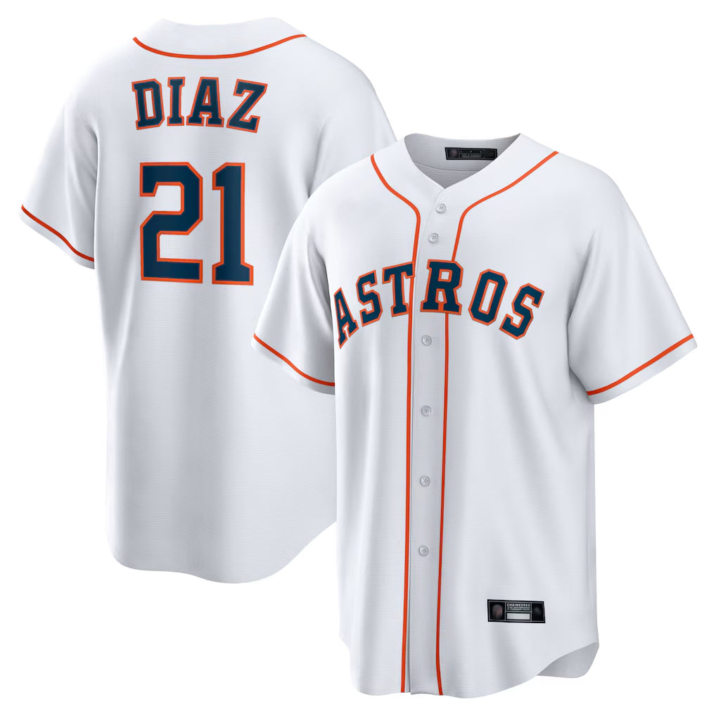 Blackjersey H.Astros #21 Yainer Diaz Player White Home Game Stitched Jerseys