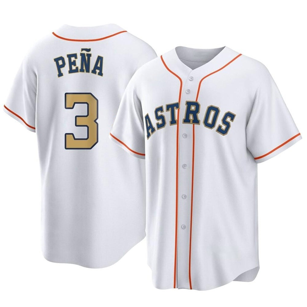 Blackjersey H.Astros #3 Jeremy Pe?a Player Gold Collection Game Home Stitched Jerseys