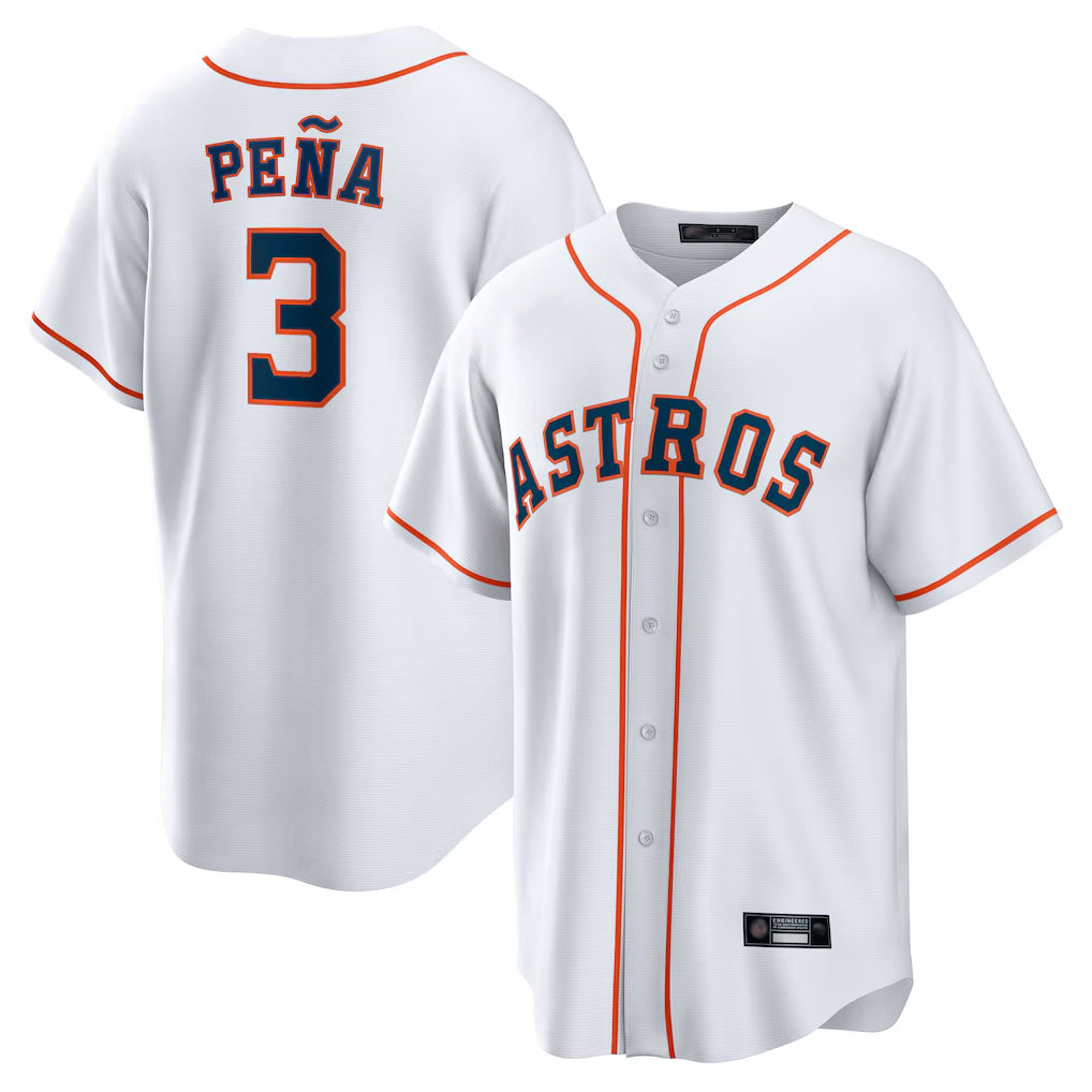 Blackjersey H.Astros #3 Jeremy Pe?a Player White Home Game Stitched Jerseys