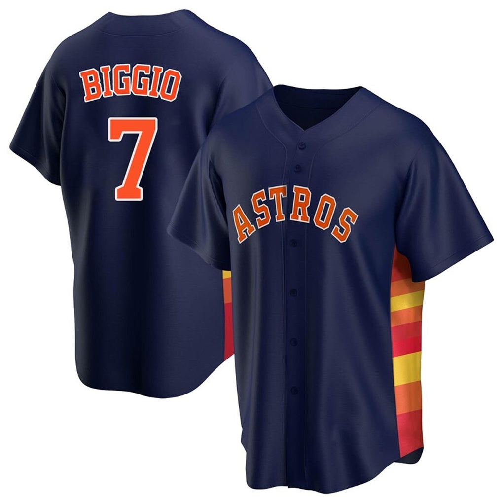 Blackjersey H.Astros #7 Craig Biggio Player Navy Home Game Stitched Jerseys