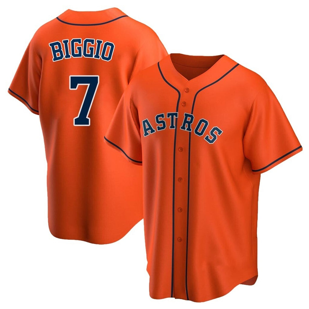 Blackjersey H.Astros #7 Craig Biggio Player Orange Home Game Stitched Jerseys