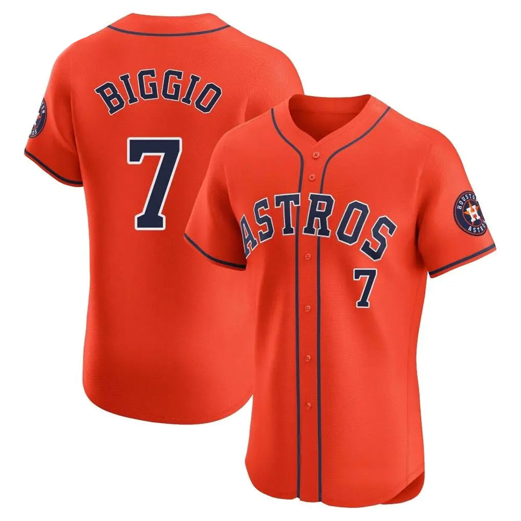 Blackjersey H.Astros #7 Craig Biggio Player Orange Home Limited Elite Stitched Jerseys