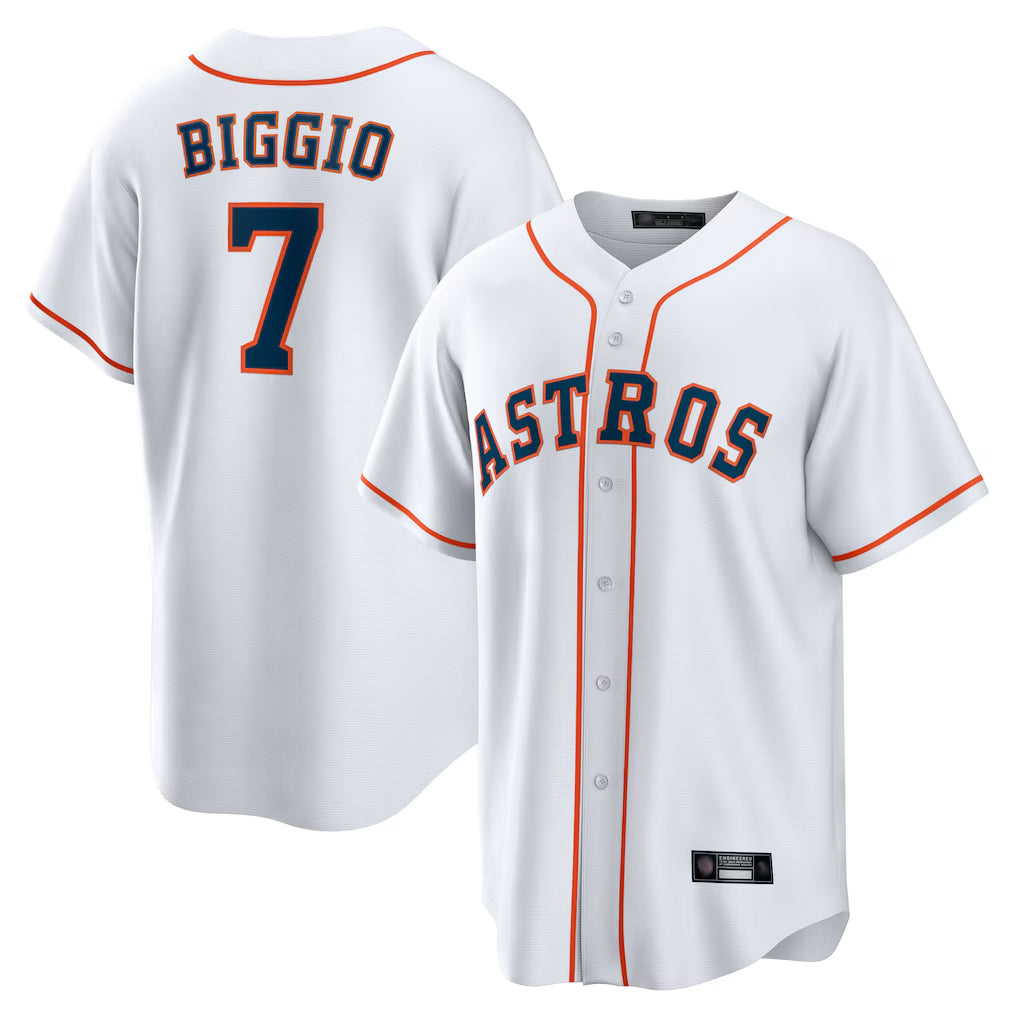 Blackjersey H.Astros #7 Craig Biggio Player White Home Game Stitched Jerseys