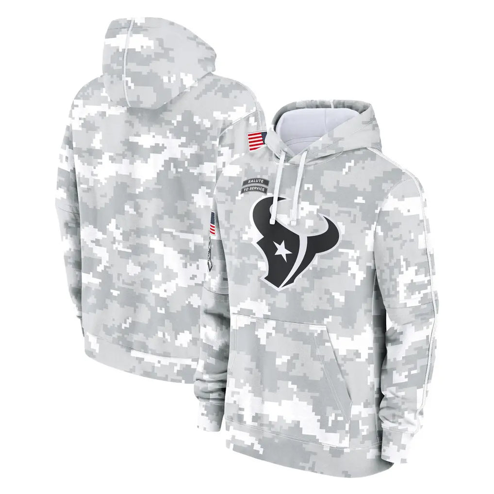 Blackjersey H.Texans Arctic Camo Salute to Service Hoodies Limited Game Blank Player Stitched Jerseys