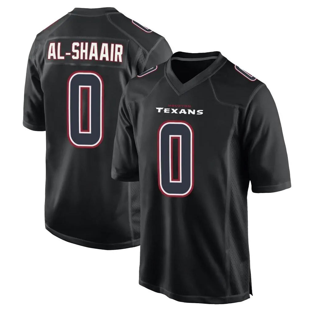 Blackjersey H.Texans #0 Azeez Al-Shaair Player Black Fashion Home Game Stitched Jerseys