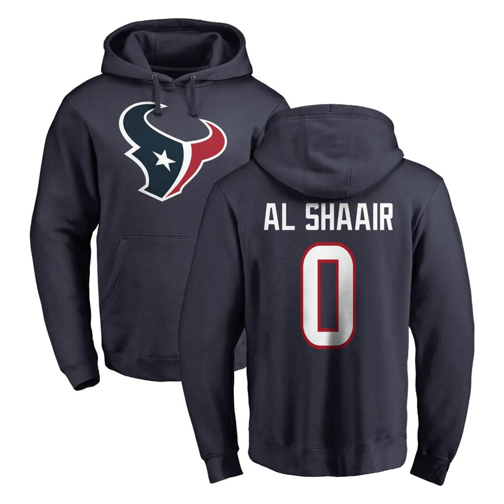 Blackjersey H.Texans #0 Azeez Al-Shaair Player Navy Pro Line Pullover Hoodie Limited Game Stitched Jerseys