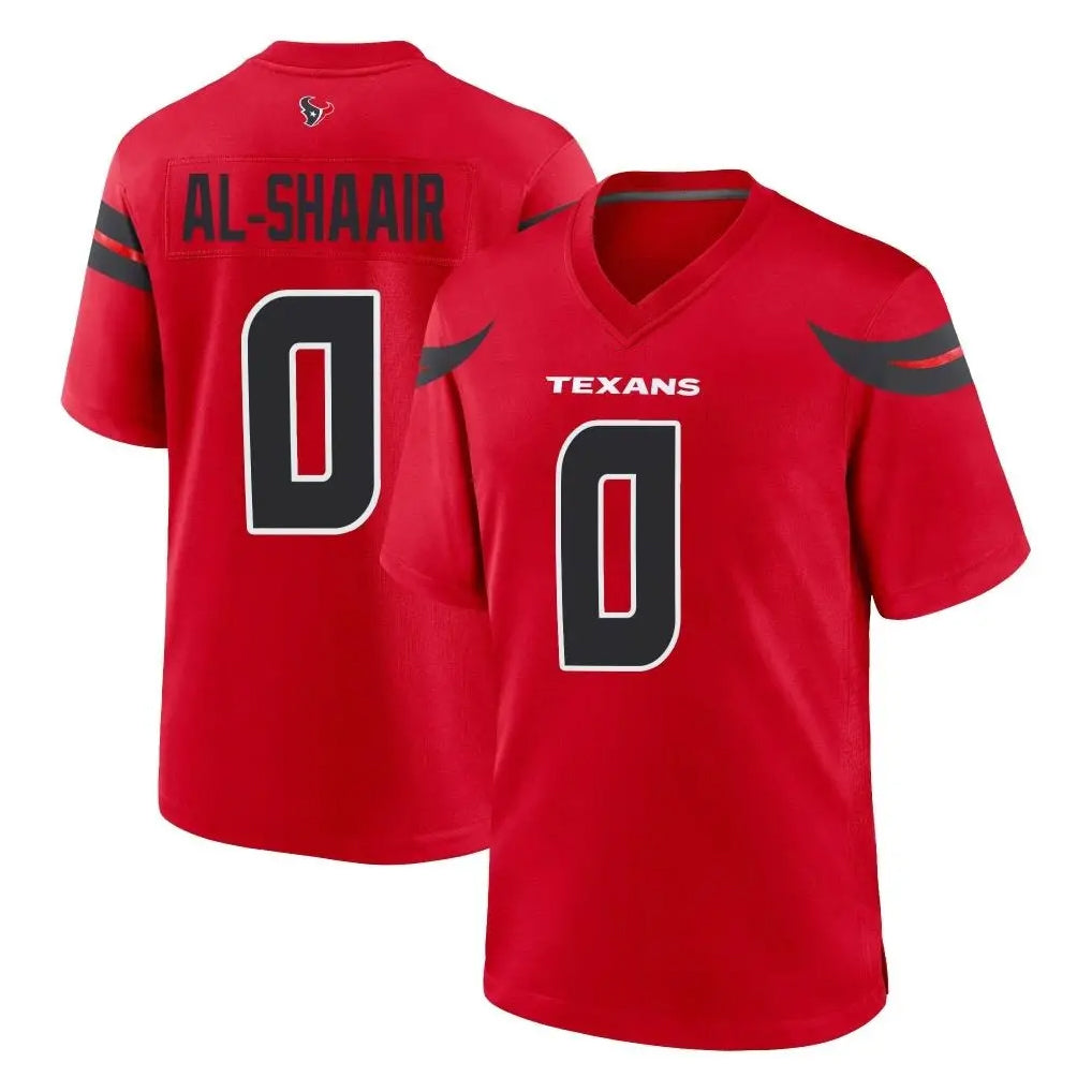 Blackjersey H.Texans #0 Azeez Al-Shaair Player Red Alternate Home Game Stitched Jerseys
