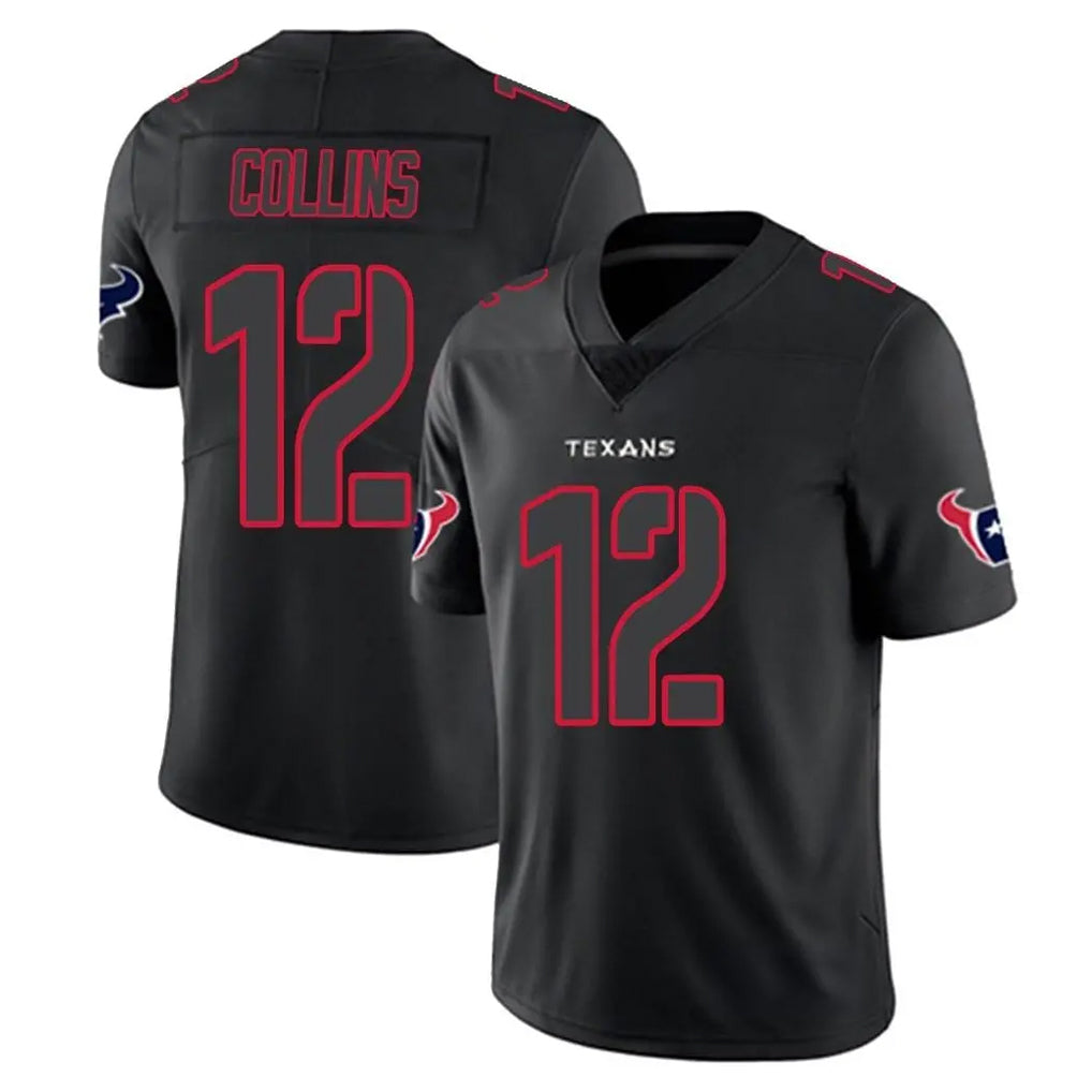 Blackjersey H.Texans #12 Nico Collins Player Black Impact Limited Game Stitched Jerseys
