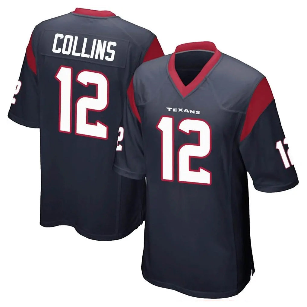 Blackjersey H.Texans #12 Nico Collins Player Navy Home Game Stitched Jerseys