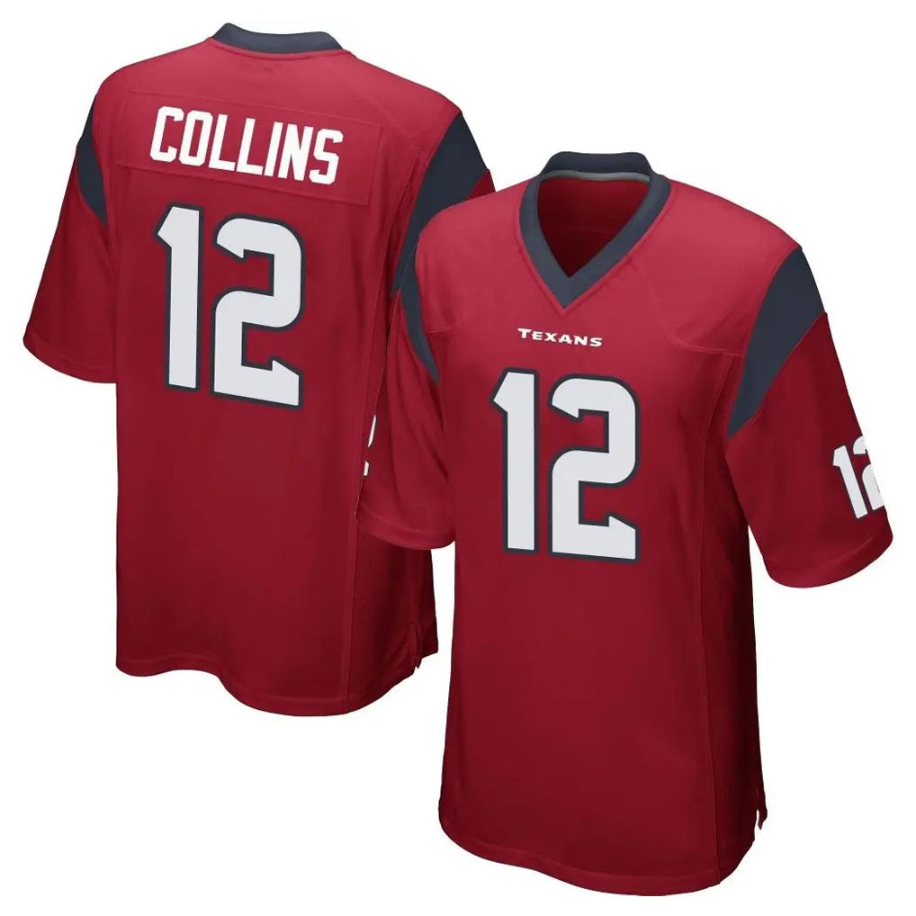 Blackjersey H.Texans #12 Nico Collins Player Red Home Game Stitched Jerseys