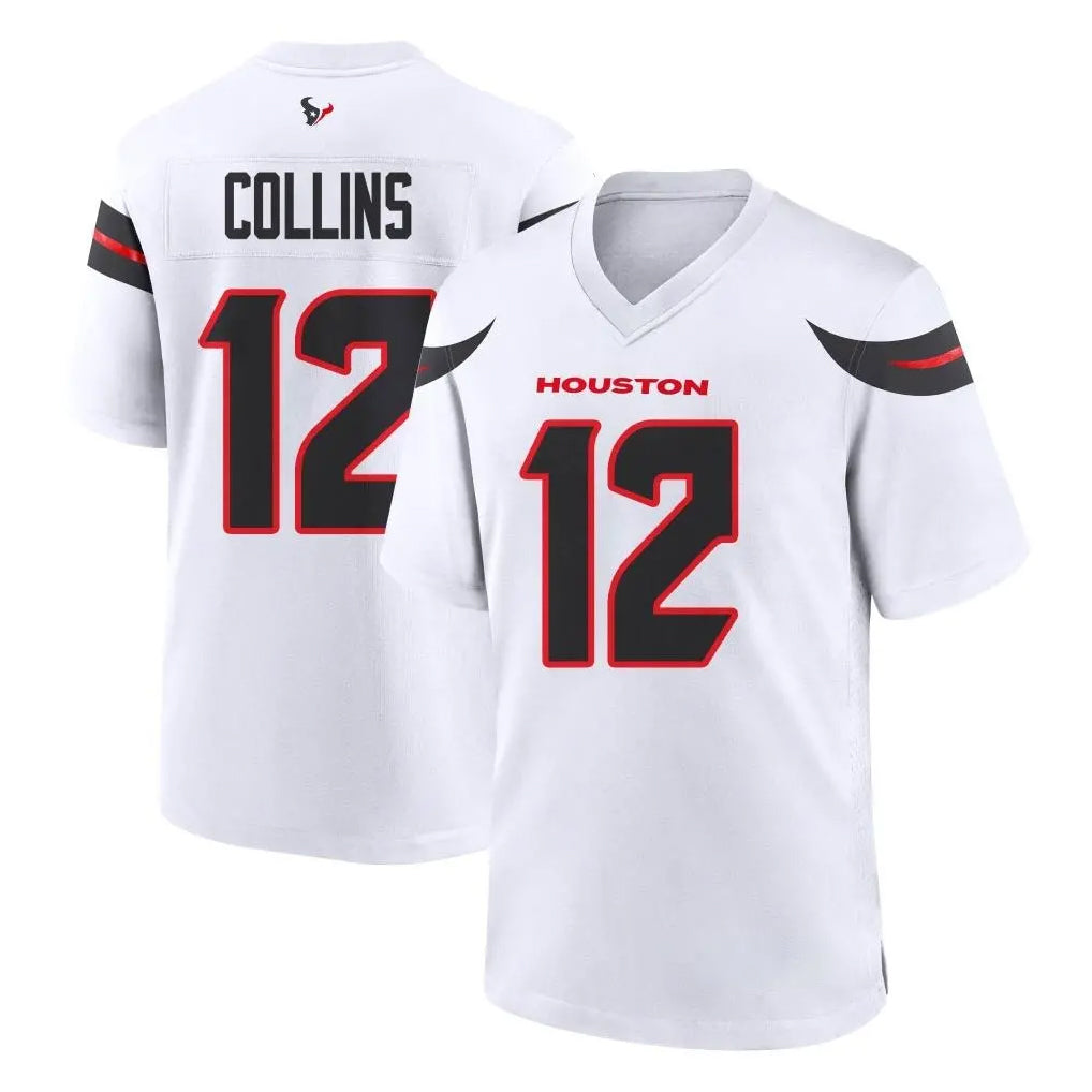 Blackjersey H.Texans #12 Nico Collins Player White Home Game Stitched Jerseys