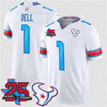 Blackjersey H.Texans #1 Tank Dell White 2026 F.U.S.E. Rivalries Collection With 25th Anniversary Patch Limited Football Stitched Jersey