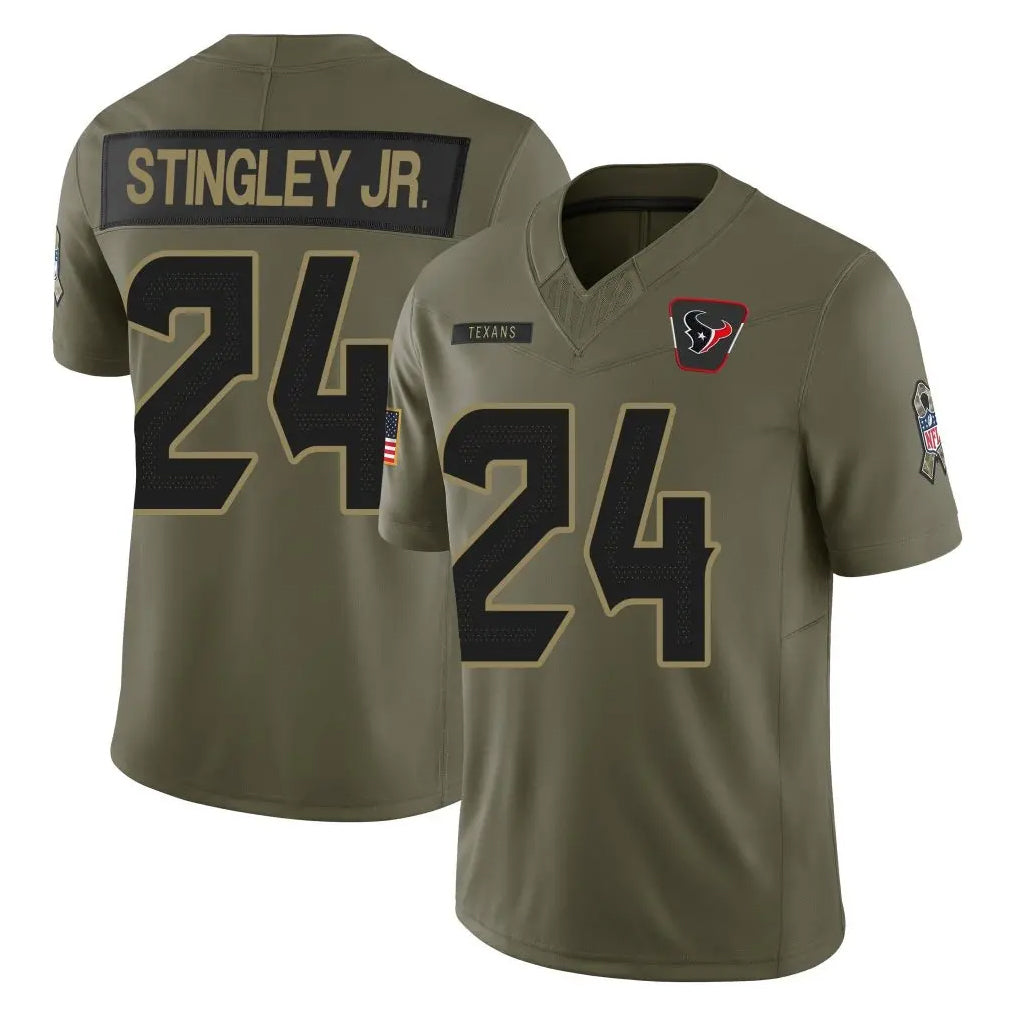 Blackjersey H.Texans #24 Derek Stingley Jr. Player Olive 2025 Salute To Service Limited Game Stitched Jerseys
