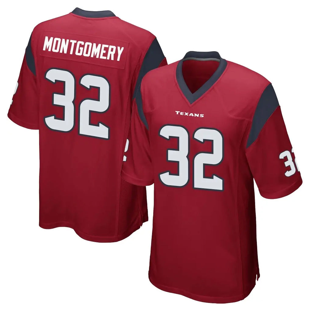 Blackjersey H.Texans #32 David Montgomery Player Red Home Game Stitched Jerseys