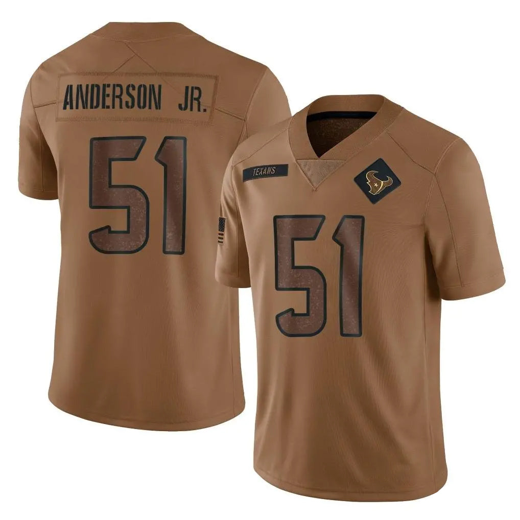 Blackjersey H.Texans #51 Will Anderson Jr. Player Brown Salute To Service Limited Stitched Jerseys