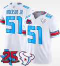 Blackjersey H.Texans #51 Will Anderson Jr. White 2026 F.U.S.E. Rivalries Collection With 25th Anniversary Patch Limited Football Stitched Jersey