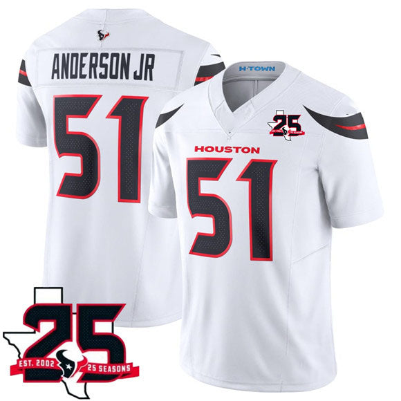Blackjersey H.Texans #51 Will Anderson Jr. White 2026 F.U.S.E. With 25th Anniversary Patch Limited Football Stitched Jersey