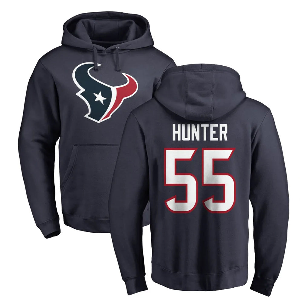Blackjersey H.Texans #55 Danielle Hunter Player Navy Pro Line Pullover Hoodie Limited Game Stitched Jerseys