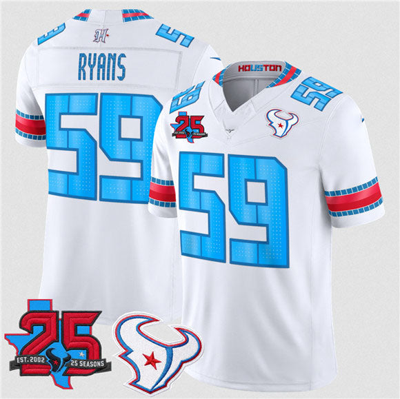 Blackjersey H.Texans #59 DeMeco Ryans White 2026 F.U.S.E. Rivalries Collection With 25th Anniversary Patch Limited Football Stitched Jersey