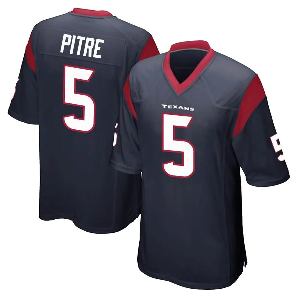 Blackjersey H.Texans #5 Jalen Pitre Player Navy Home Game Stitched Jerseys