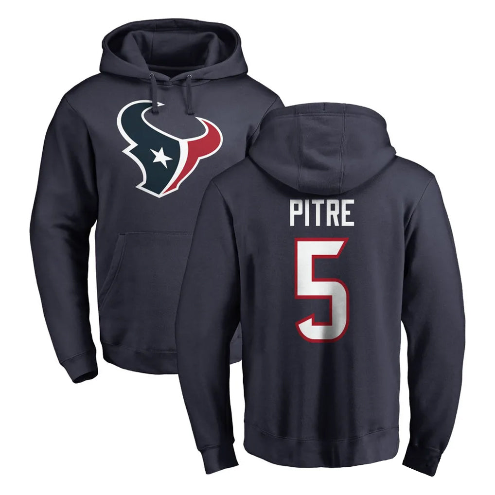 Blackjersey H.Texans #5 Jalen Pitre Player Navy Pro Line Pullover Hoodie Limited Game Stitched Jerseys