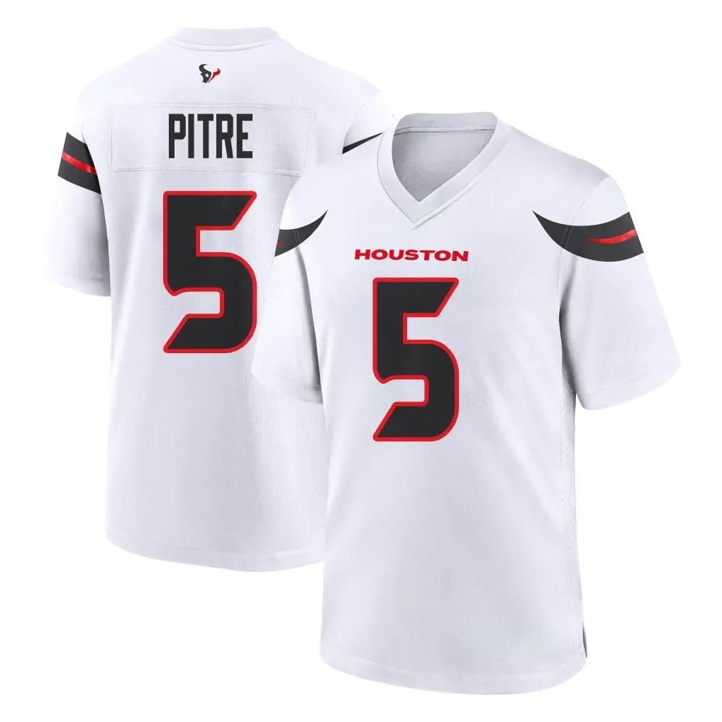 Blackjersey H.Texans #5 Jalen Pitre Player White Home Game Stitched Jerseys
