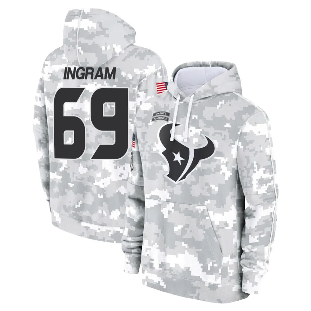Blackjersey H.Texans #69 Ed Ingram Player Arctic Camo Salute to Service Hoodies Limited Game Stitched Jerseys