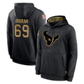 Blackjersey H.Texans #69 Ed Ingram Player Black Salute to Service Hoodies Limited Game Stitched Jerseys