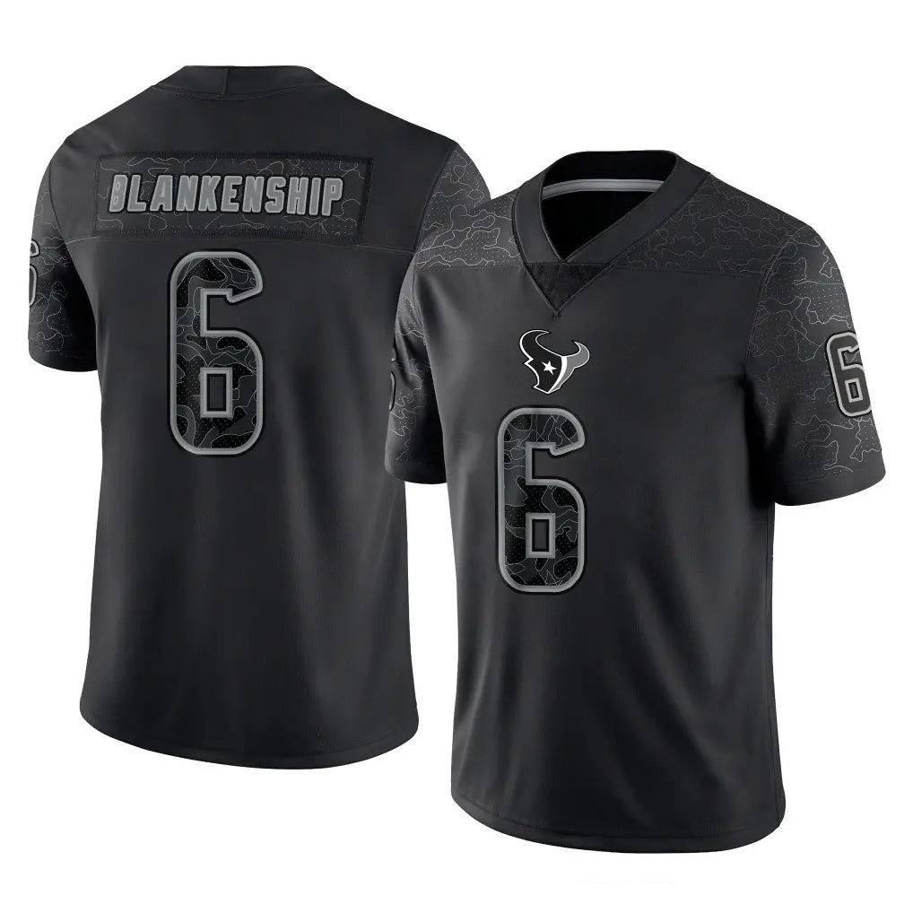 Blackjersey H.Texans #6 Reed Blankenship Player Black Reflective Limited Game Stitched Jerseys