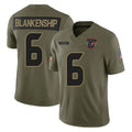 Blackjersey H.Texans #6 Reed Blankenship Player Olive 2025 Salute To Service Limited Game Stitched Jerseys