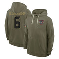 Blackjersey H.Texans #6 Reed Blankenship Player Olive Salute to Service Pullover Hoodies Limited Stitched Jerseys