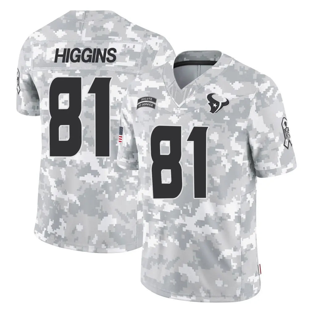 Blackjersey H.Texans #81 Jayden Higgins Player Arctic Camo Salute To Service Limited Game Stitched Jerseys