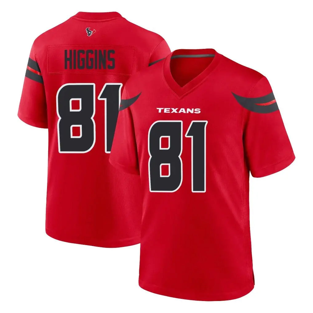Blackjersey H.Texans #81 Jayden Higgins Player Red Alternate Home Game Stitched Jerseys