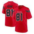 Blackjersey H.Texans #81 Jayden Higgins Player Red Alternate Home Game Stitched Jerseys