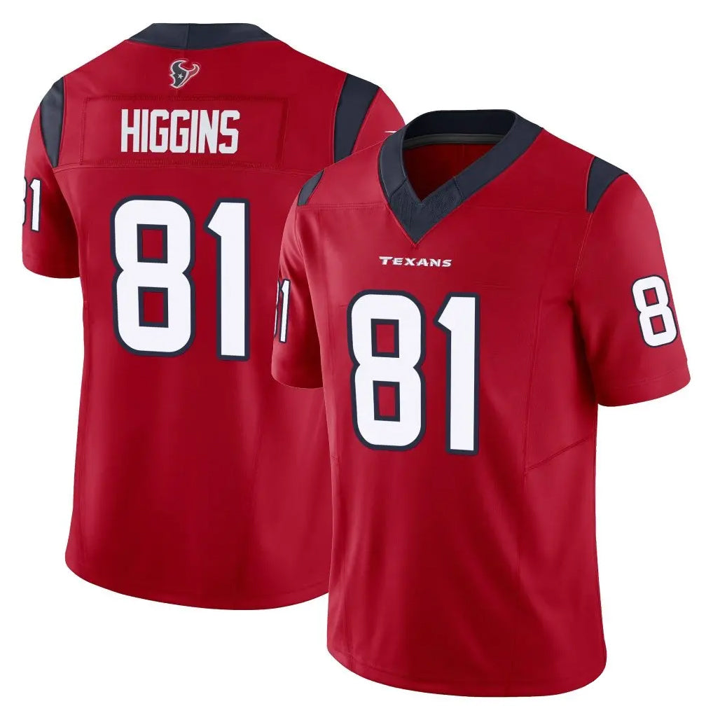 Blackjersey H.Texans #81 Jayden Higgins Player Red Limited Vapor F.U.S.E. Home Game Stitched Jerseys
