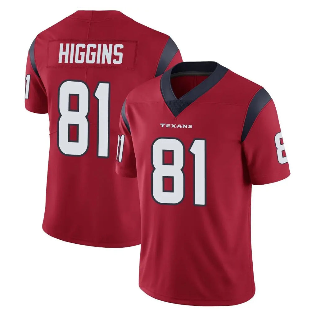 Blackjersey H.Texans #81 Jayden Higgins Player Red Limited Vapor Untouchable Home Game Stitched Jerseys