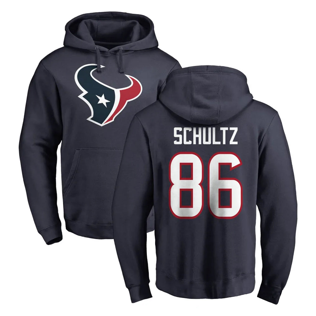 Blackjersey H.Texans #86 Dalton Schultz Player Navy Pro Line Pullover Hoodie Limited Game Stitched Jerseys