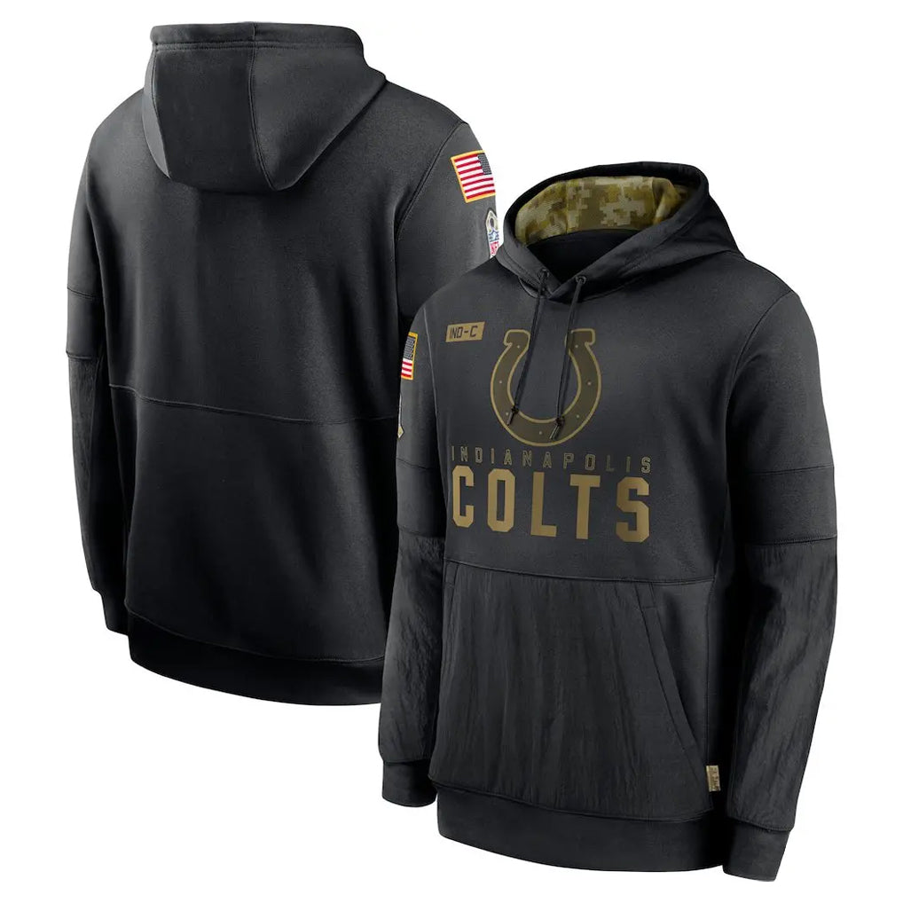 Blackjersey IN.Colts Black Salute to Service Hoodies Limited Game Blank Player Stitched Jerseys