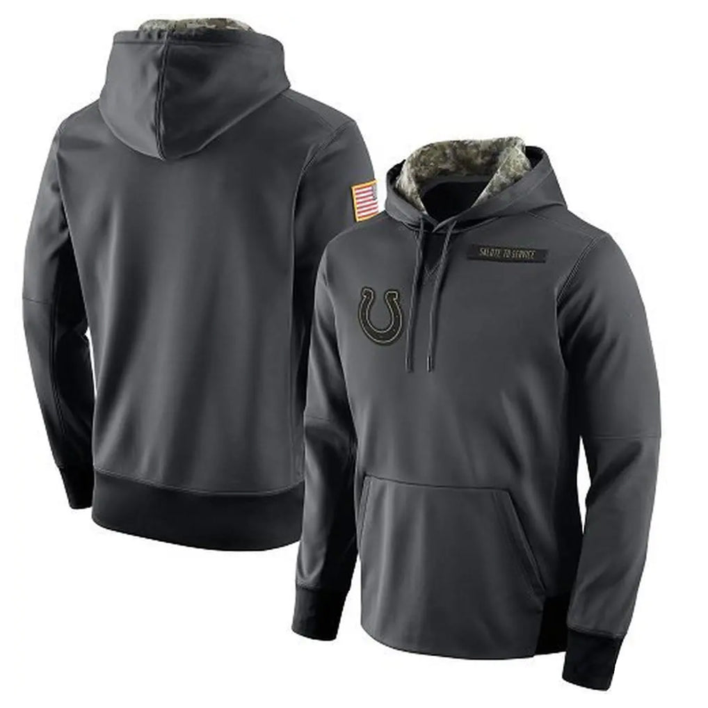 Blackjersey IN.Colts Gray Salute to Service Performance Hoodies Limited Game Stitched Jerseys