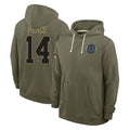 Blackjersey IN.Colts #14 Alec Pierce Player Olive Salute to Service Pullover Hoodies Limited Stitched Jerseys