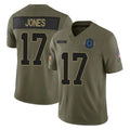 Blackjersey IN.Colts #17 Daniel Jones Player Olive 2025 Salute To Service Limited Game Stitched Jerseys