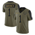 Blackjersey IN.Colts #1 Sauce Gardner Player Olive Salute To Service Limited Game Stitched Jerseys