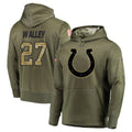 Blackjersey IN.Colts #27 Justin Walley Player Olive Salute to Service Pullover Hoodies Home Game Stitched Jerseys