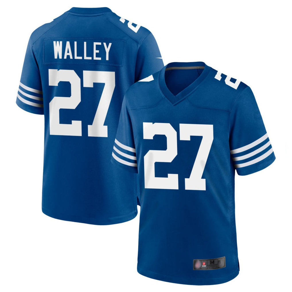 Blackjersey IN.Colts #27 Justin Walley Player Royal Limited Home Game Stitched Jerseys