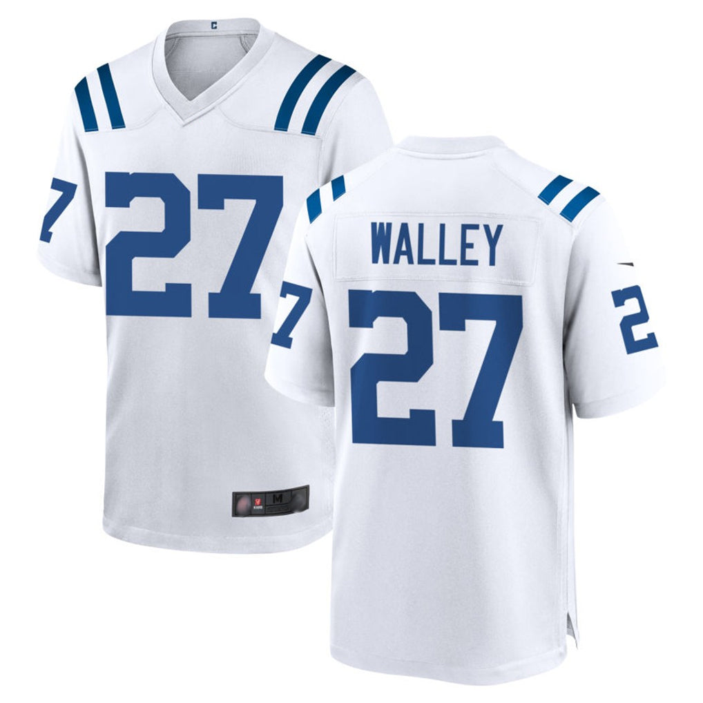 Blackjersey IN.Colts #27 Justin Walley Player White Home Game Stitched Jerseys