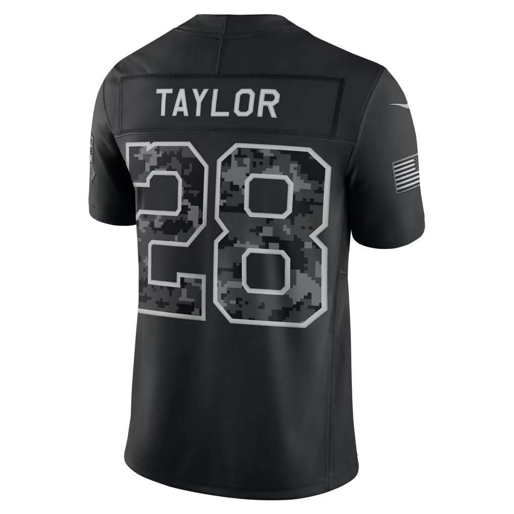 Blackjersey  IN.Colts #28 Jonathan Taylor Black 2026 Salute to Service Stitched Limited Jersey